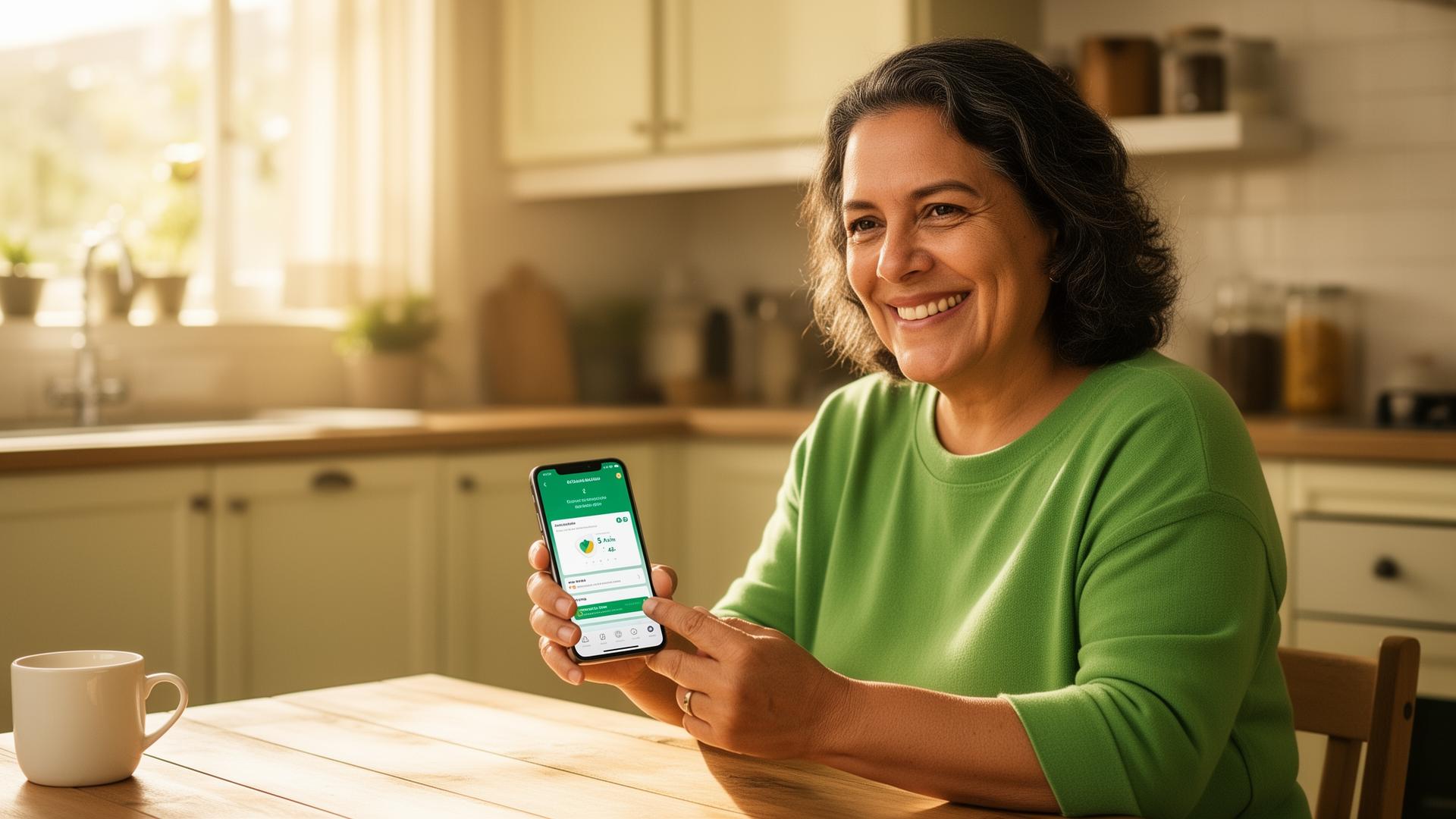 An employee using the Sinque companion app at home.